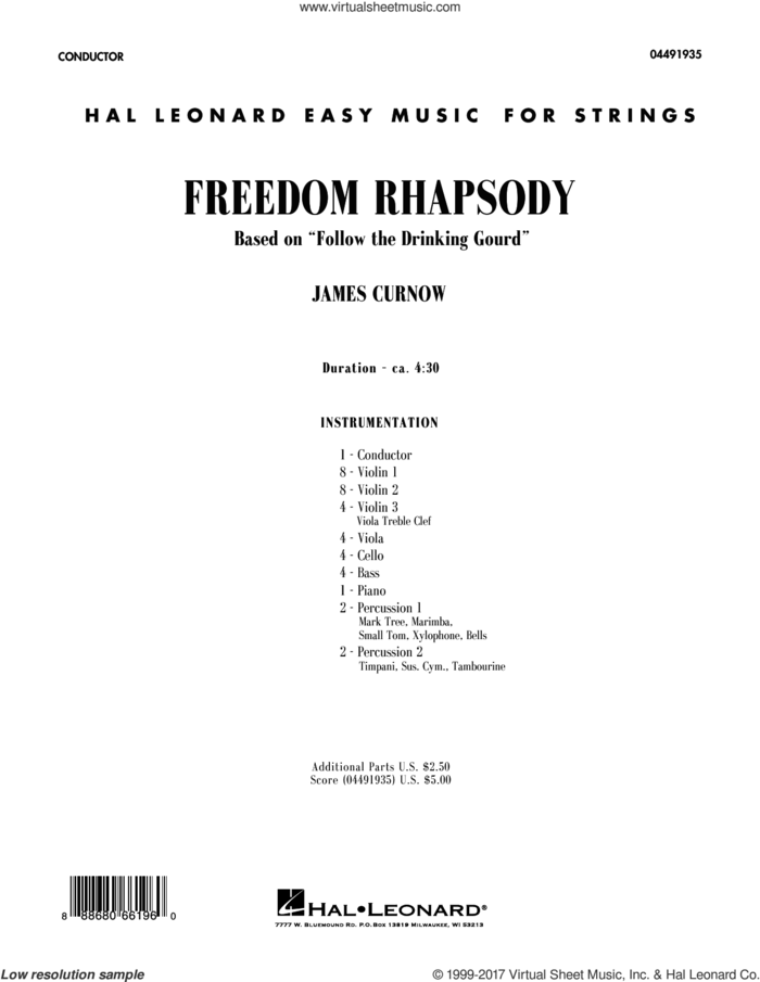 Freedom Rhapsody (based on 'Follow the Drinking Gourd') (COMPLETE) sheet music for orchestra by James Curnow, intermediate skill level