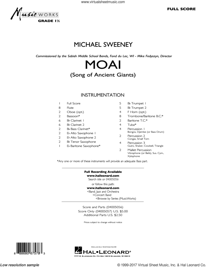 Moai (Songs of Ancient Giants) (COMPLETE) sheet music for concert band by Michael Sweeney, intermediate skill level