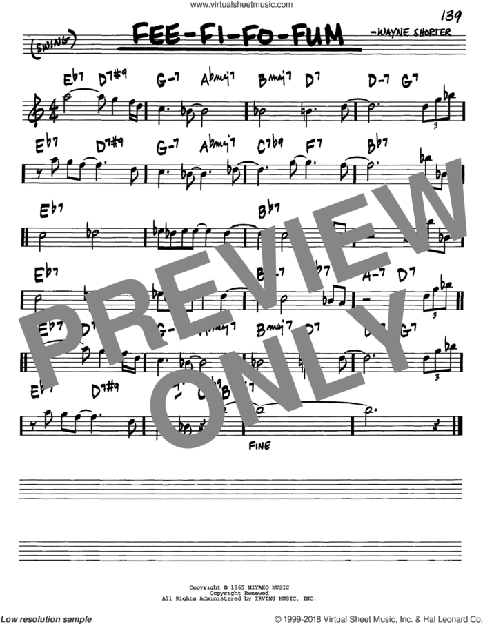 Fee-Fi-Fo-Fum sheet music for voice and other instruments (in C) by Wayne Shorter, intermediate skill level