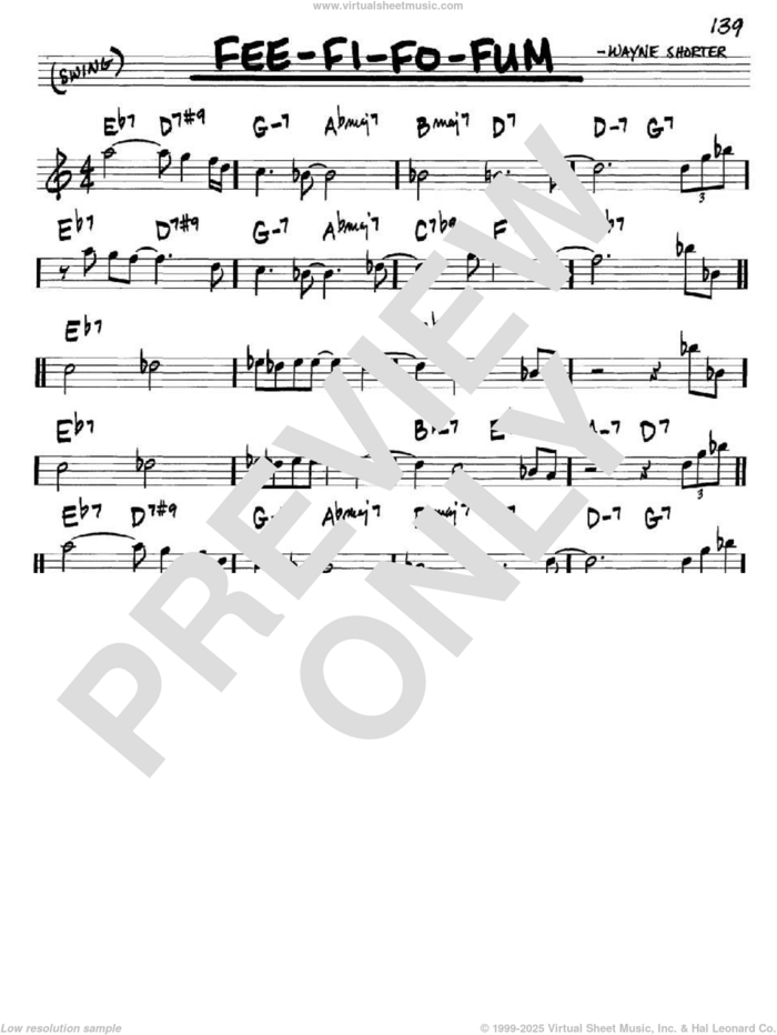 Fee-Fi-Fo-Fum sheet music for voice and other instruments (in C) by Wayne Shorter, intermediate skill level