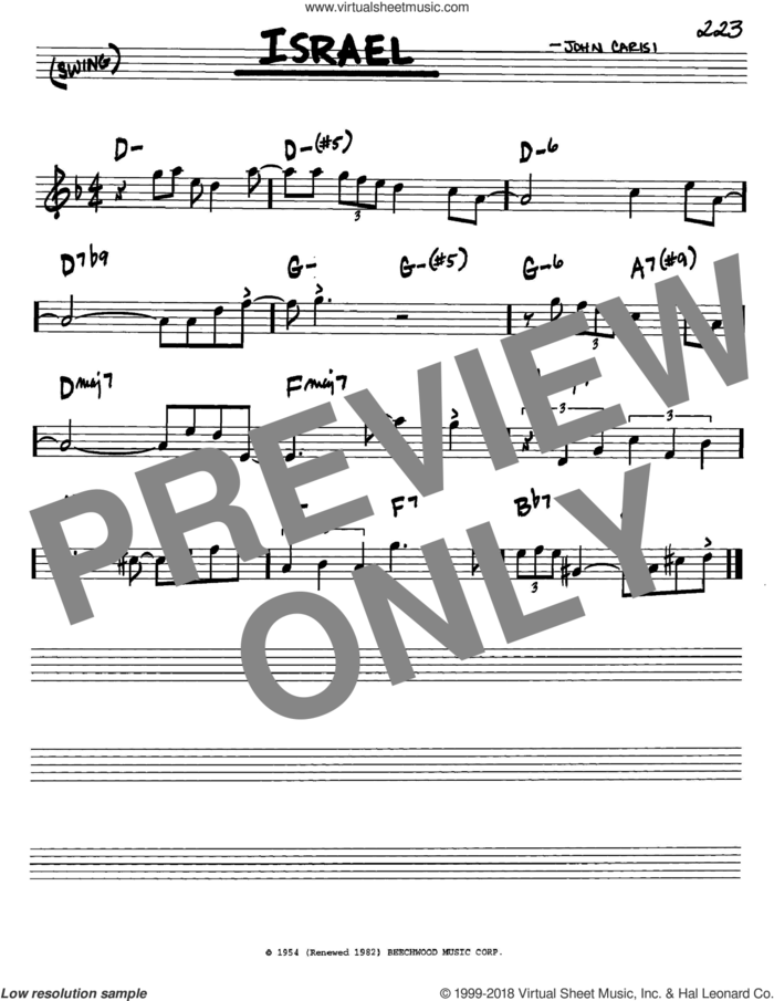 Israel sheet music for voice and other instruments (in C) by Miles Davis and John Carisi, intermediate skill level