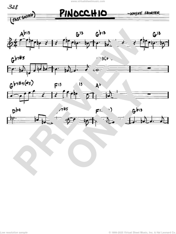 Pinocchio sheet music for voice and other instruments (in C) by Wayne Shorter, intermediate skill level