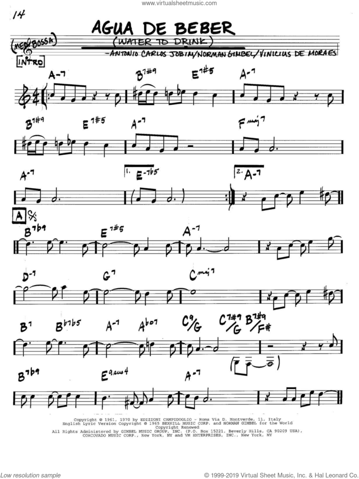 Agua De Beber (Water To Drink) sheet music for voice and other instruments (in C) by Antonio Carlos Jobim, Norman Gimbel and Vinicius de Moraes, intermediate skill level