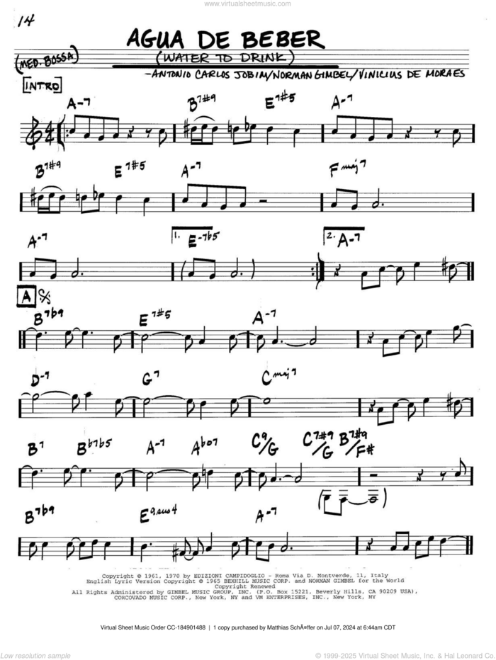 Agua De Beber (Water To Drink) sheet music for voice and other instruments (in C) by Antonio Carlos Jobim, Norman Gimbel and Vinicius de Moraes, intermediate skill level