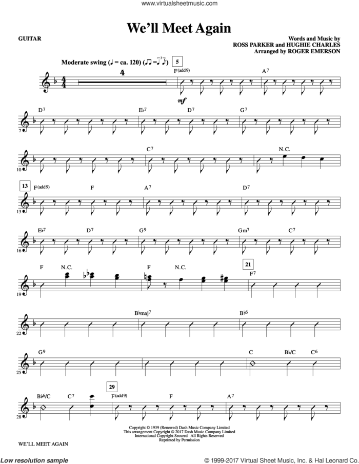 We'll Meet Again (complete set of parts) sheet music for orchestra/band by Roger Emerson, Hughie Charles, Ross Parker and Vera Lynn, intermediate skill level