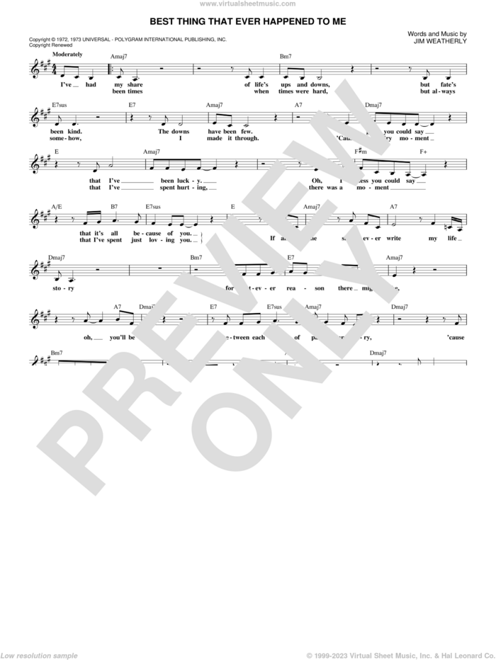 Best Thing That Ever Happened To Me sheet music for voice and other instruments (fake book) by Gladys Knight & The Pips, Persuaders, Ray Price and Jim Weatherly, intermediate skill level