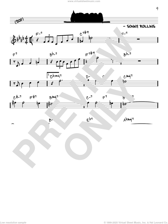 Airegin sheet music for voice and other instruments (in C) by John Coltrane and Sonny Rollins, intermediate skill level