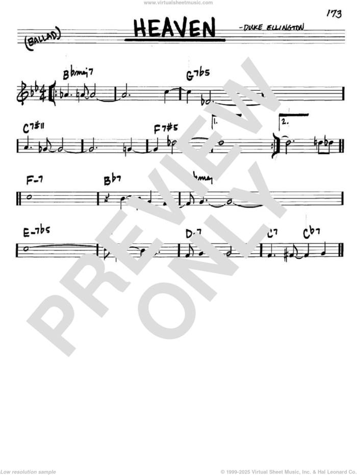 Heaven sheet music for voice and other instruments (in C) by Duke Ellington, intermediate skill level