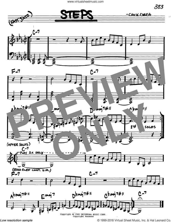 Steps sheet music for voice and other instruments (in C) by Chick Corea, intermediate skill level