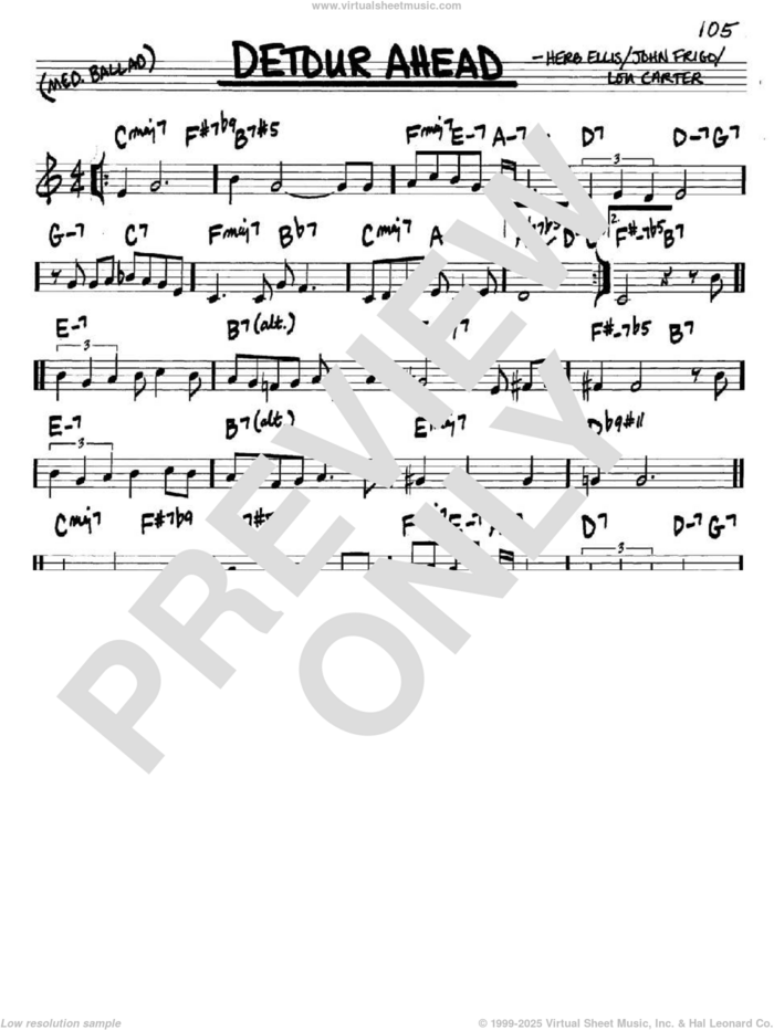 Detour Ahead sheet music for voice and other instruments (in C) by Herb Ellis, John Frigo and Lou Carter, intermediate skill level