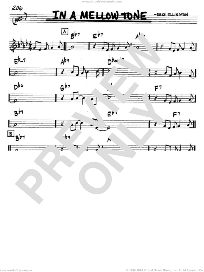 In A Mellow Tone sheet music for voice and other instruments (in C) by Duke Ellington and Milt Gabler, intermediate skill level