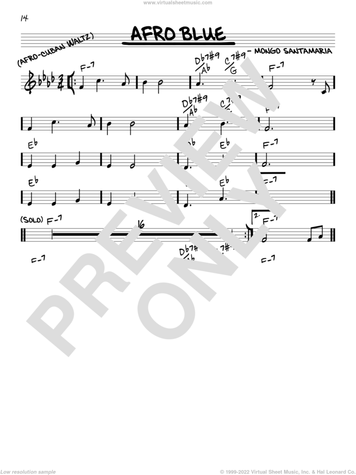 Afro Blue sheet music for voice and other instruments (in C) by John Coltrane and Mongo Santamaria, intermediate skill level