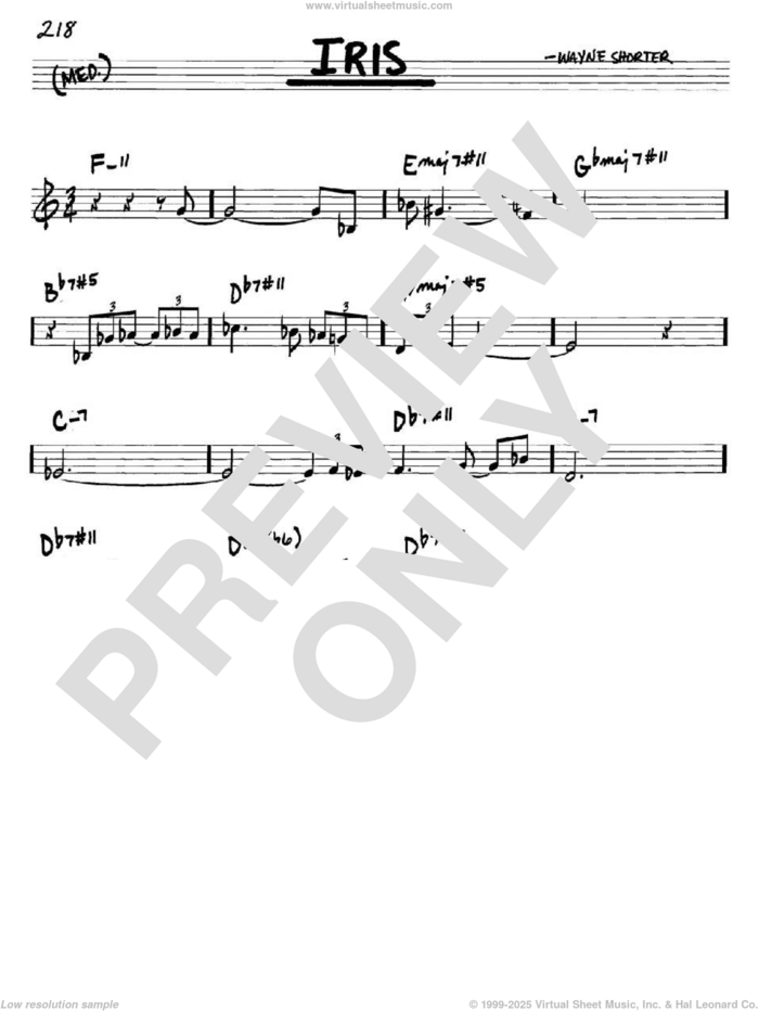 Iris sheet music for voice and other instruments (in C) by Wayne Shorter, intermediate skill level