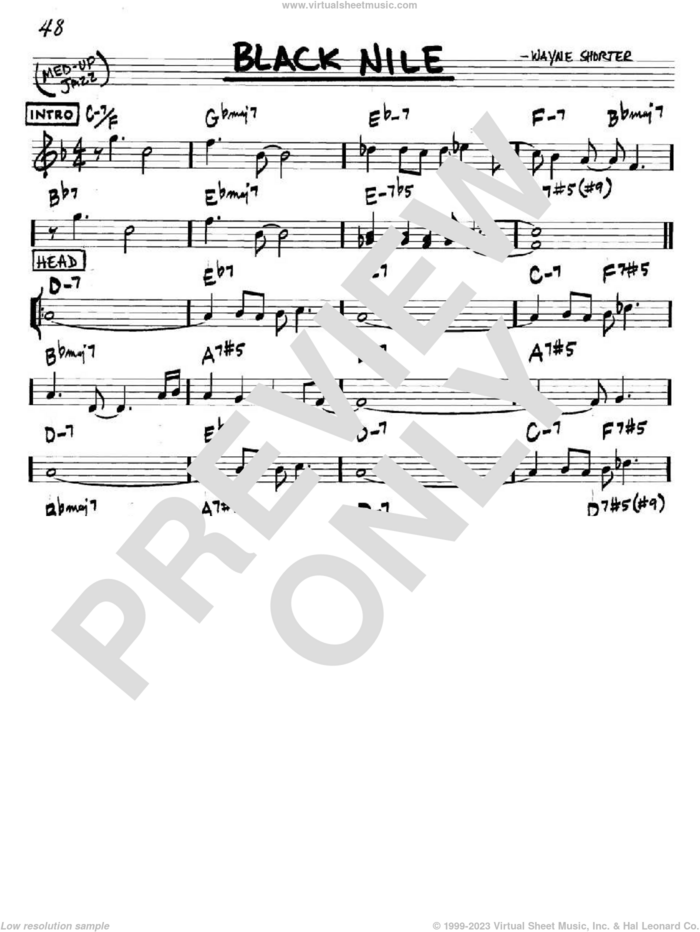 Black Nile sheet music for voice and other instruments (in C) by Wayne Shorter, intermediate skill level