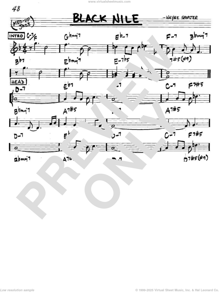 Black Nile sheet music for voice and other instruments (in C) by Wayne Shorter, intermediate skill level