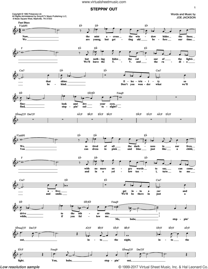 Steppin' Out sheet music for voice and other instruments (fake book) by Joe Jackson, intermediate skill level