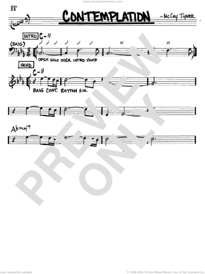 Contemplation sheet music for voice and other instruments (in C) by McCoy Tyner, intermediate skill level