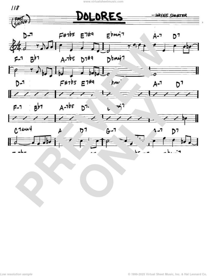 Dolores sheet music for voice and other instruments (in C) by Wayne Shorter, intermediate skill level