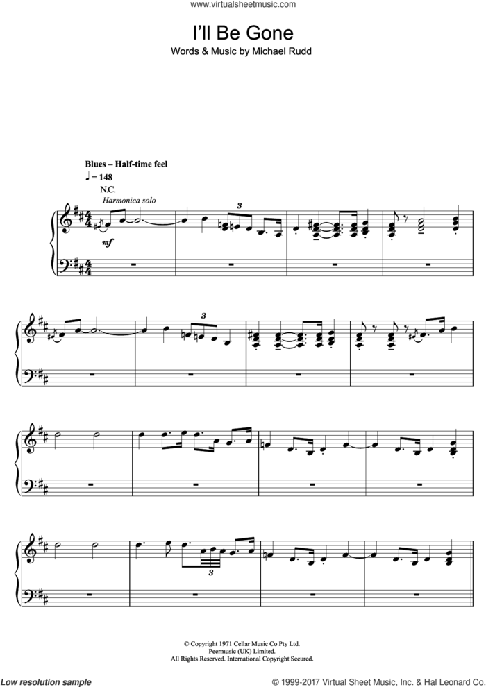 I'll Be Gone sheet music for piano solo by Spectrum and Michael Rudd, easy skill level