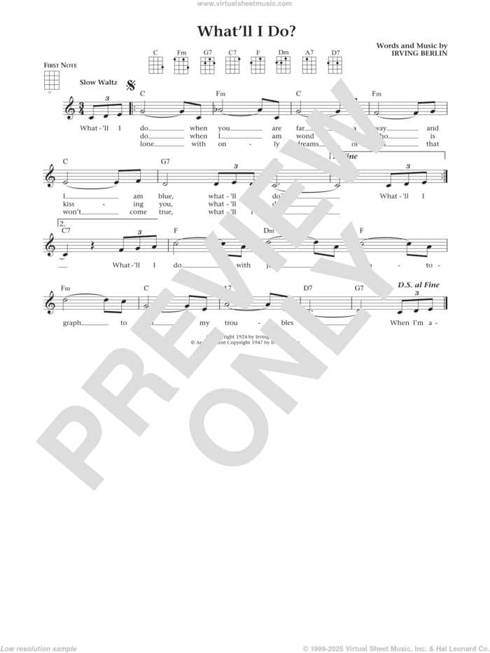 What'll I Do? (from The Daily Ukulele) (arr. Liz and Jim Beloff) sheet music for ukulele by Irving Berlin, Bobby Scott, Jim Beloff and Liz Beloff, intermediate skill level