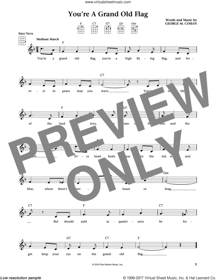 You're A Grand Old Flag (from The Daily Ukulele) (arr. Liz and Jim Beloff) sheet music for ukulele by George Cohan, Jim Beloff and Liz Beloff, intermediate skill level