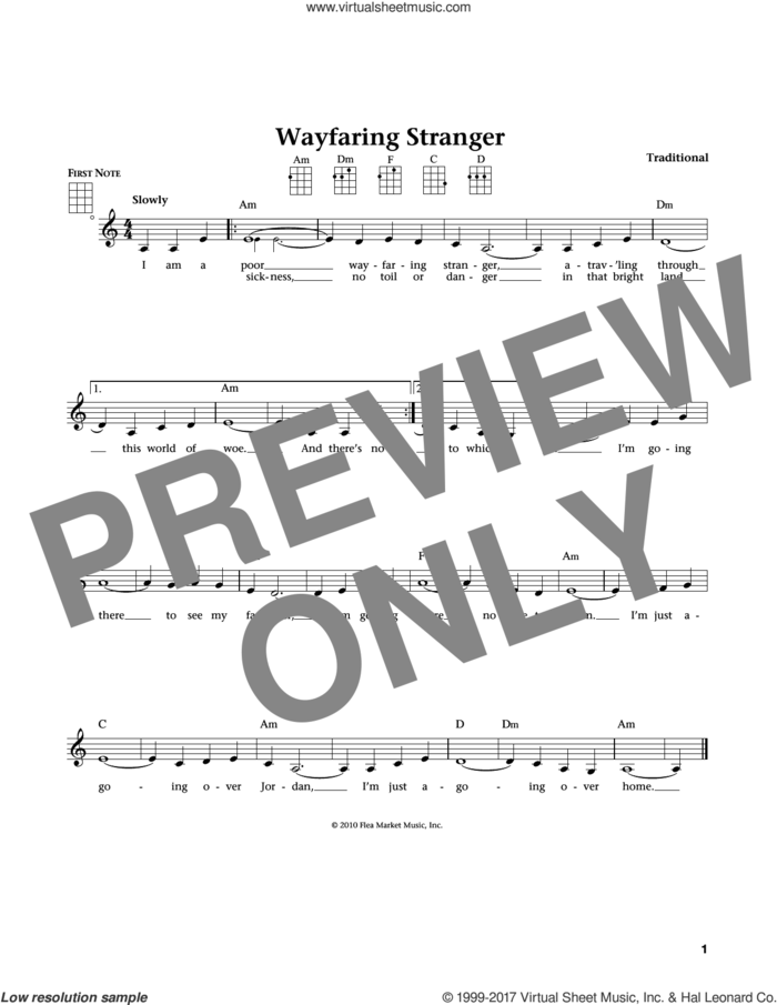 Wayfaring Stranger (from The Daily Ukulele) (arr. Liz and Jim Beloff) sheet music for ukulele , Jim Beloff and Liz Beloff, intermediate skill level