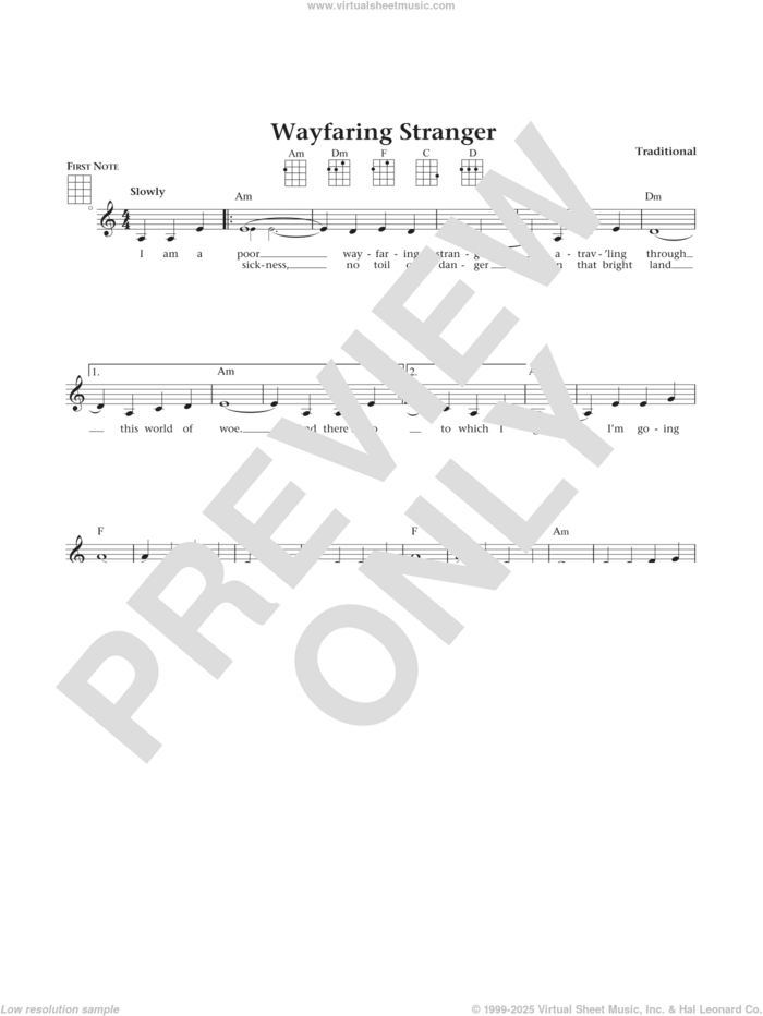 Wayfaring Stranger (from The Daily Ukulele) (arr. Liz and Jim Beloff) sheet music for ukulele , Jim Beloff and Liz Beloff, intermediate skill level