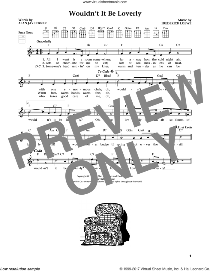 Wouldn't It Be Loverly (from The Daily Ukulele) (arr. Liz and Jim Beloff) sheet music for ukulele by Alan Jay Lerner, Jim Beloff, Liz Beloff and Frederick Loewe, intermediate skill level