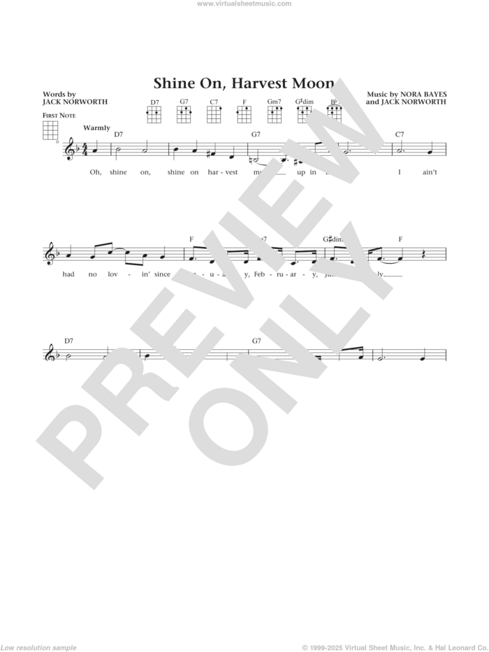 Shine On, Harvest Moon (from The Daily Ukulele) (arr. Liz and Jim Beloff) sheet music for ukulele by Jack Norworth, Jim Beloff, Liz Beloff and Nora Bayes, intermediate skill level