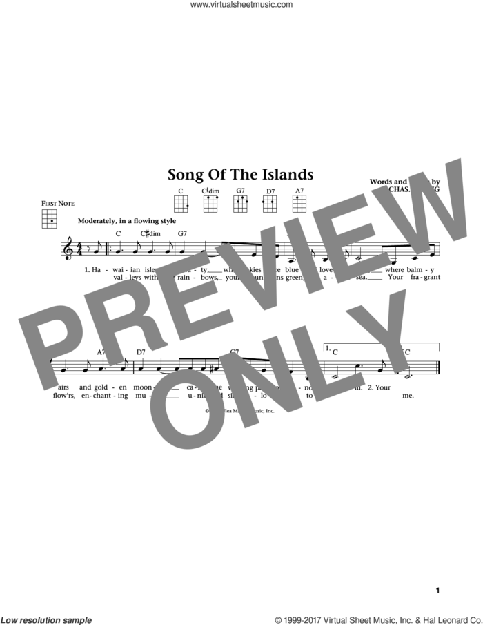 Song Of The Islands (from The Daily Ukulele) (arr. Liz and Jim Beloff) sheet music for ukulele by Charles E. King, Jim Beloff and Liz Beloff, intermediate skill level