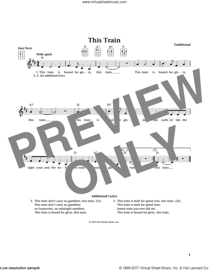 This Train (from The Daily Ukulele) (arr. Liz and Jim Beloff) sheet music for ukulele , Jim Beloff and Liz Beloff, intermediate skill level