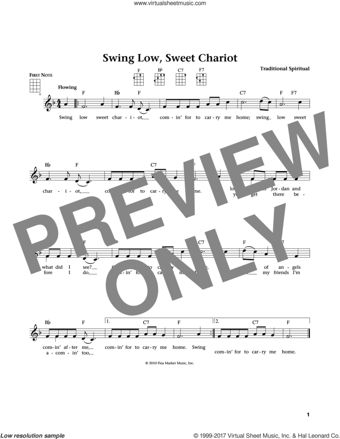 Swing Low, Sweet Chariot (from The Daily Ukulele) (arr. Liz and Jim Beloff) sheet music for ukulele , Jim Beloff and Liz Beloff, intermediate skill level