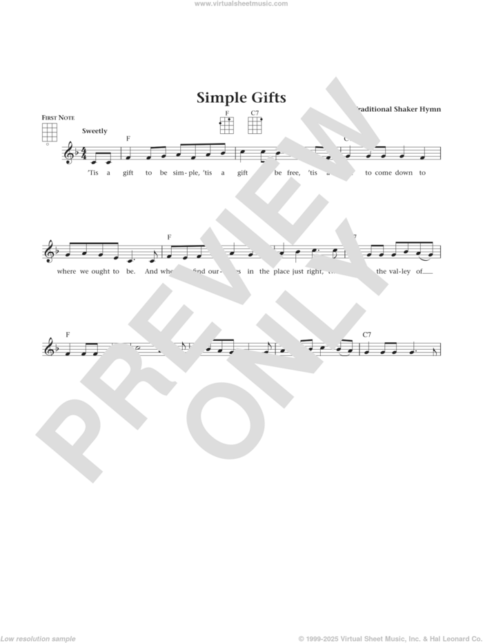 Simple Gifts (from The Daily Ukulele) (arr. Liz and Jim Beloff) sheet music for ukulele , Jim Beloff and Liz Beloff, intermediate skill level