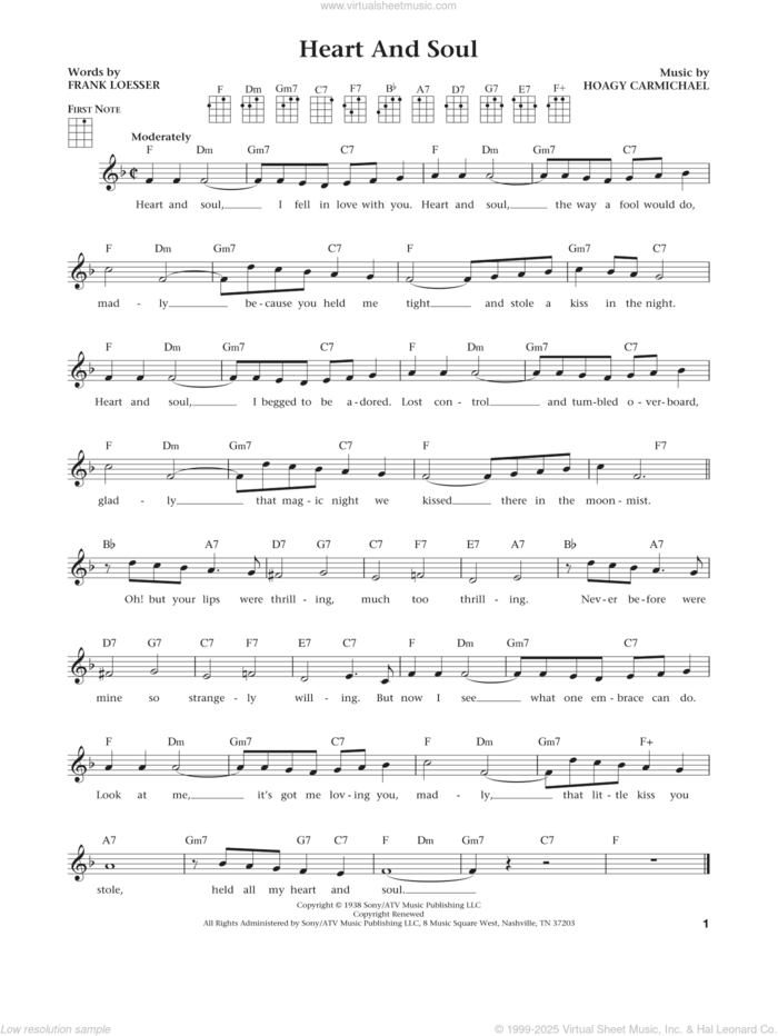 Heart And Soul (from The Daily Ukulele) (arr. Liz and Jim Beloff) sheet music for ukulele by Frank Loesser, Jim Beloff, Liz Beloff and Hoagy Carmichael, intermediate skill level