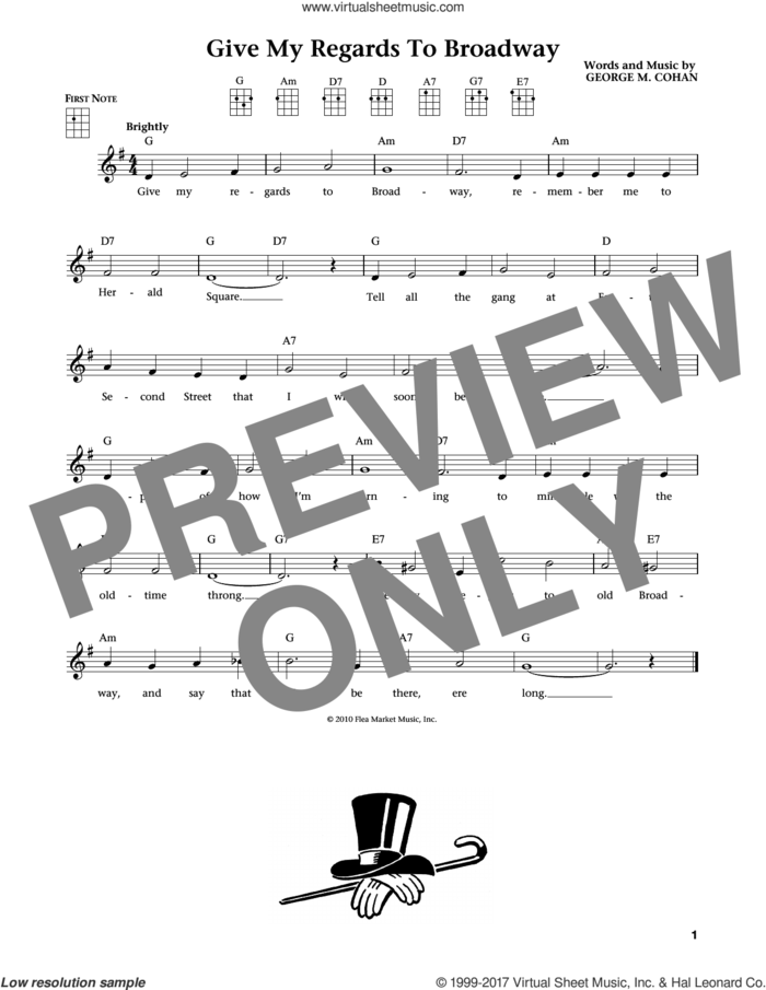 Give My Regards To Broadway (from The Daily Ukulele) (arr. Liz and Jim Beloff) sheet music for ukulele by George M. Cohan, Jim Beloff, Liz Beloff and George Cohan, intermediate skill level