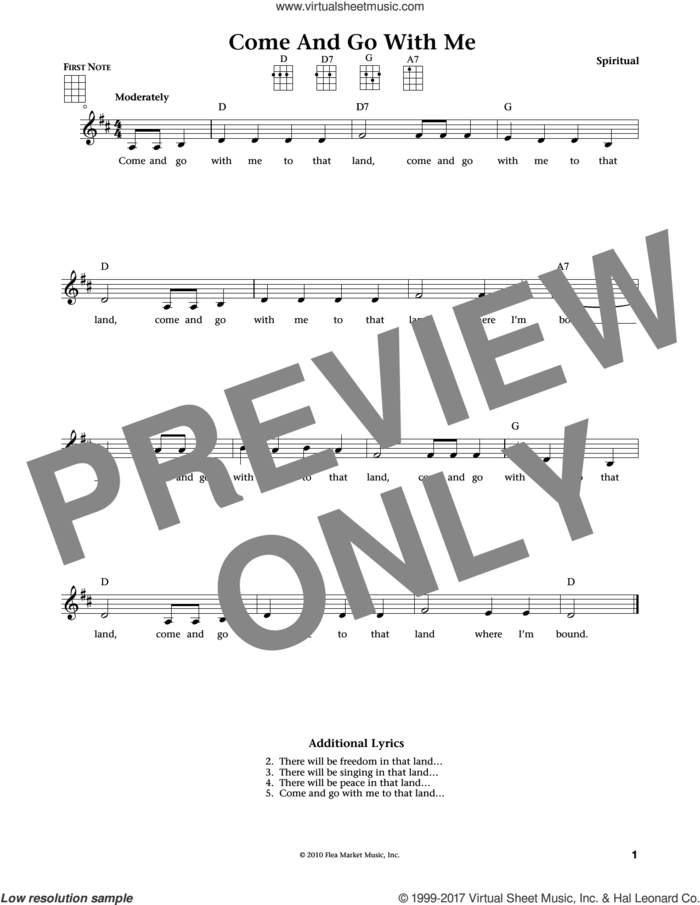 Come And Go With Me (from The Daily Ukulele) (arr. Liz and Jim Beloff) sheet music for ukulele , Jim Beloff and Liz Beloff, intermediate skill level