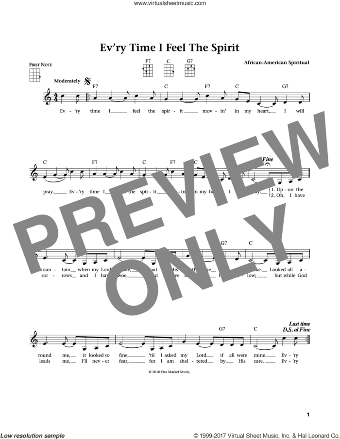 Every Time I Feel The Spirit (from The Daily Ukulele) (arr. Liz and Jim Beloff) sheet music for ukulele , Jim Beloff and Liz Beloff, intermediate skill level
