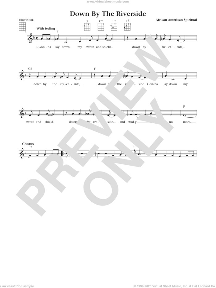 Down By The Riverside (from The Daily Ukulele) (arr. Liz and Jim Beloff) sheet music for ukulele , Jim Beloff and Liz Beloff, intermediate skill level