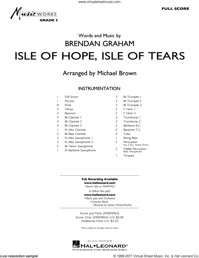 Isle of Hope, Isle of Tears (COMPLETE) sheet music for concert band by Michael Brown and Brendan Graham, intermediate skill level