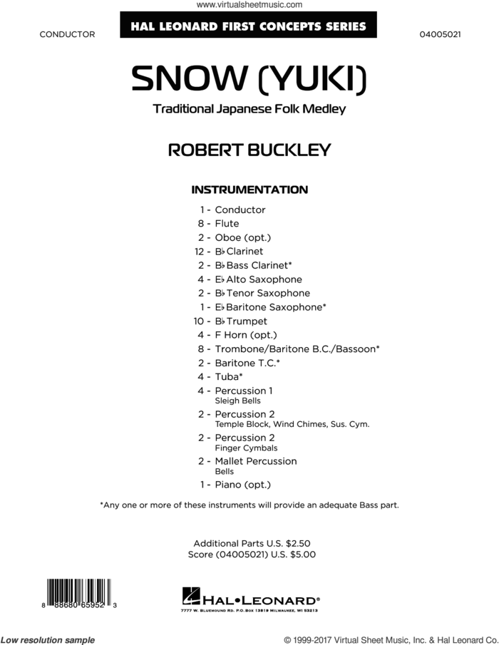 Snow (Yuki) (COMPLETE) sheet music for concert band by Robert Buckley, intermediate skill level