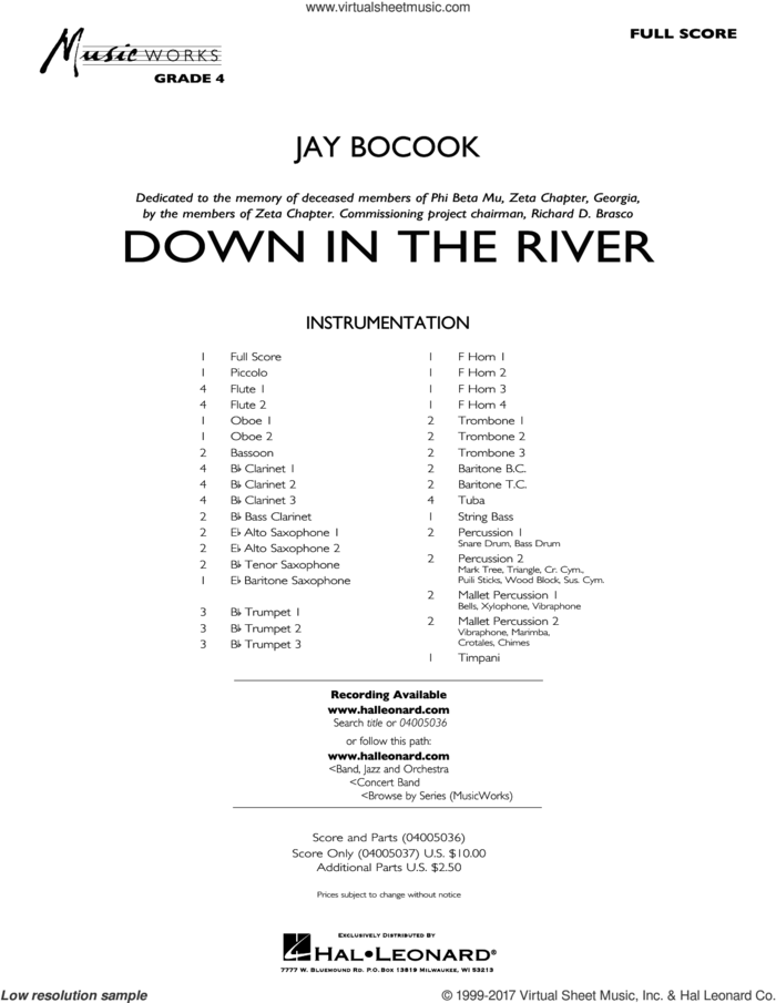 Down in the River (COMPLETE) sheet music for concert band by Jay Bocook, intermediate skill level