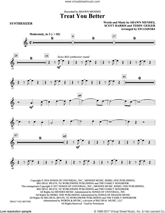 Treat You Better (complete set of parts) sheet music for orchestra/band by Ed Lojeski, Scott Harris, Shawn Mendes and Teddy Geiger, intermediate skill level