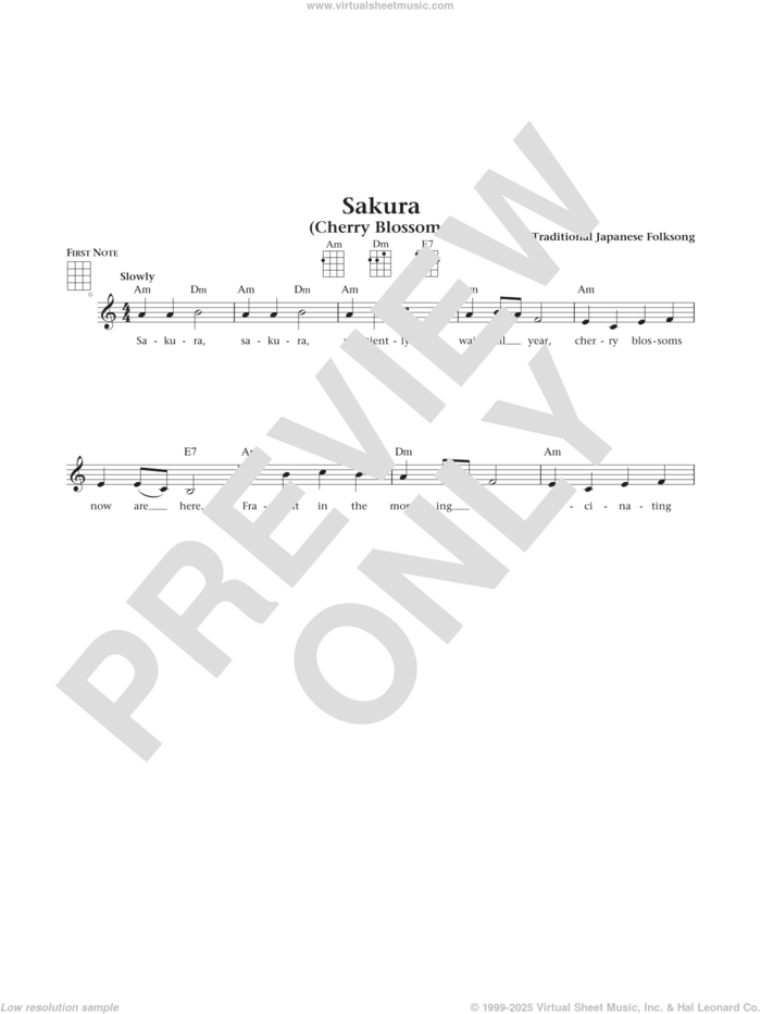 Sakura (Cherry Blossoms) (from The Daily Ukulele) (arr. Liz and Jim Beloff) sheet music for ukulele by Trad. Japanese Folk Song, Jim Beloff and Liz Beloff, intermediate skill level