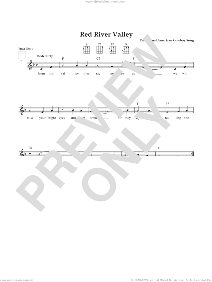 The Red River Valley (from The Daily Ukulele) (arr. Liz and Jim Beloff) sheet music for ukulele by Traditional American Cowboy So, Jim Beloff, Liz Beloff and Miscellaneous, intermediate skill level