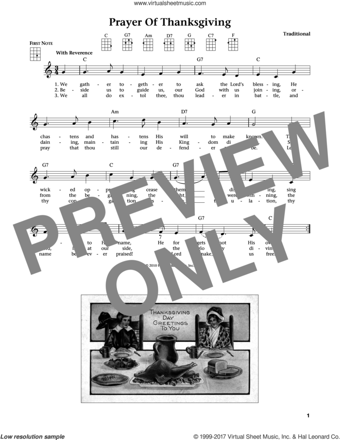 Prayer Of Thanksgiving (from The Daily Ukulele) (arr. Liz and Jim Beloff) sheet music for ukulele , Jim Beloff and Liz Beloff, intermediate skill level