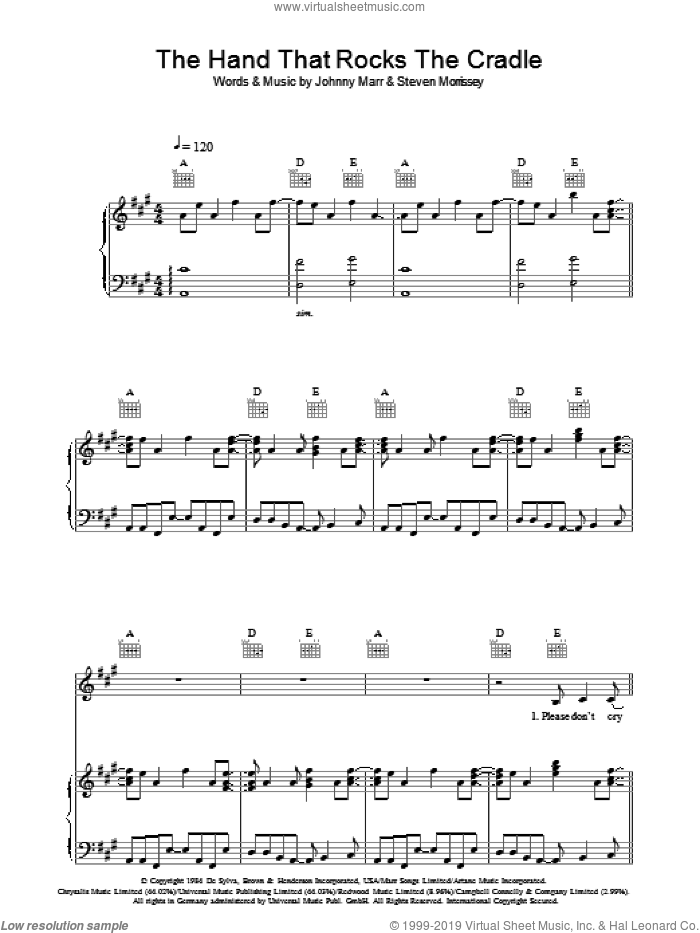 The Hand That Rocks The Cradle sheet music for voice, piano or guitar by The Smiths, Johnny Marr and Steven Morrissey, intermediate skill level