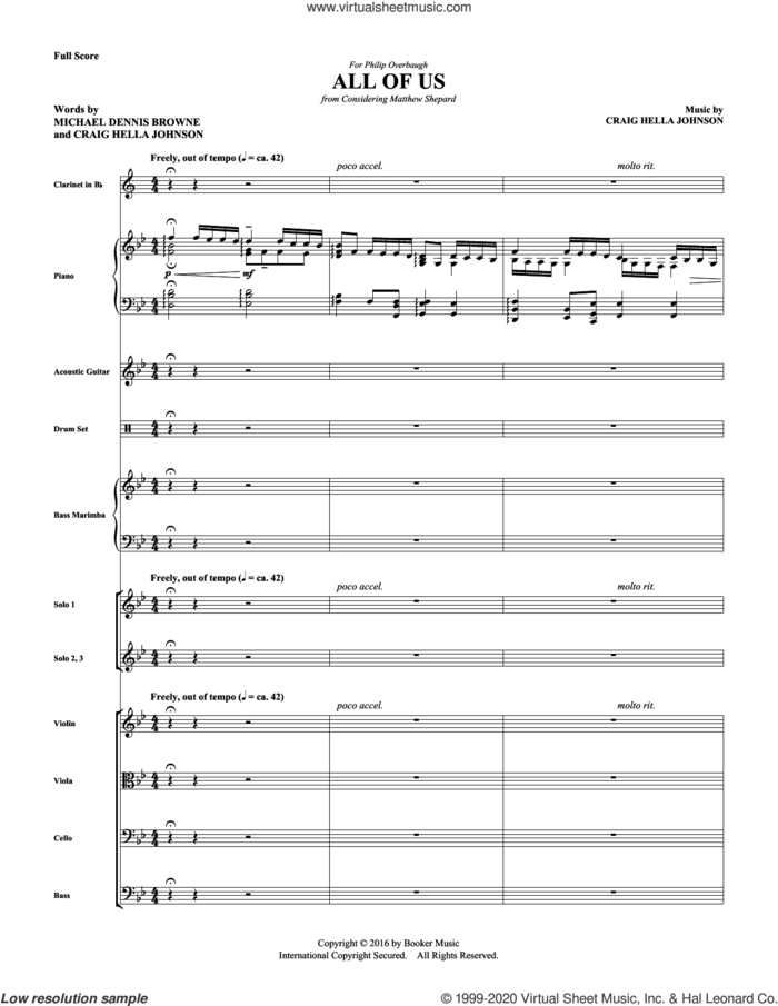 All of Us (COMPLETE) sheet music for orchestra/band by Craig Hella Johnson and Michael Dennis Browne, intermediate skill level