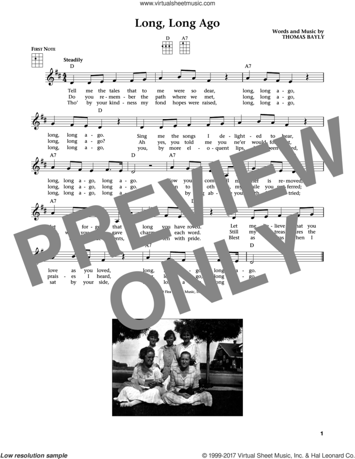 Long, Long Ago (from The Daily Ukulele) (arr. Liz and Jim Beloff) sheet music for ukulele by Thomas Bayly, Jim Beloff and Liz Beloff, intermediate skill level