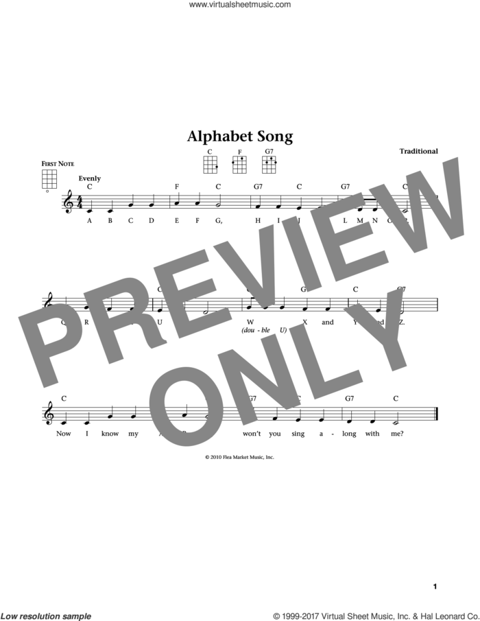 Alphabet Song (from The Daily Ukulele) (arr. Liz and Jim Beloff) sheet music for ukulele , Jim Beloff and Liz Beloff, intermediate skill level