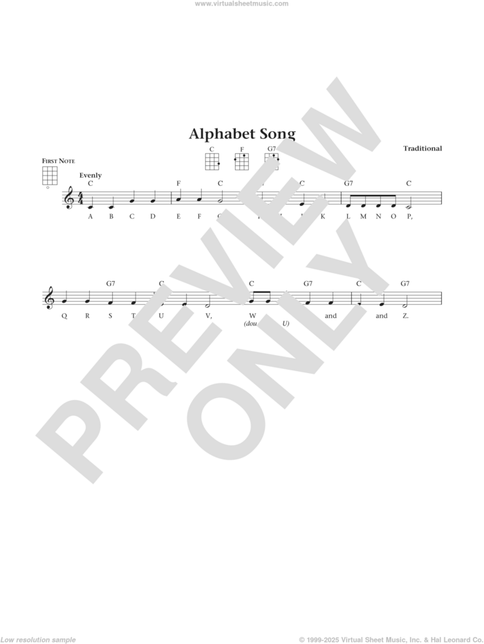 Alphabet Song (from The Daily Ukulele) (arr. Liz and Jim Beloff) sheet music for ukulele , Jim Beloff and Liz Beloff, intermediate skill level